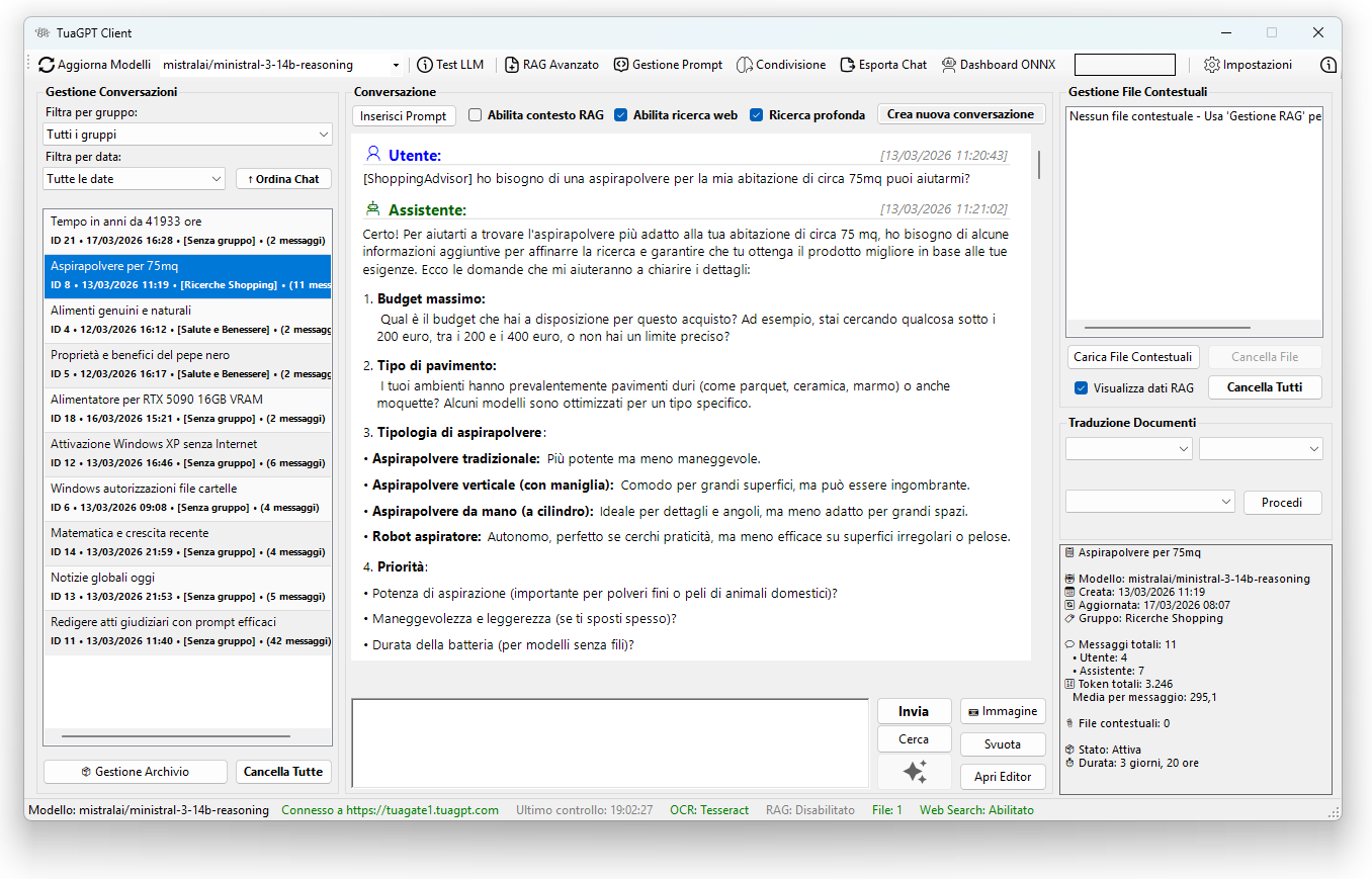 TuaGPT — interfaccia desktop Windows
